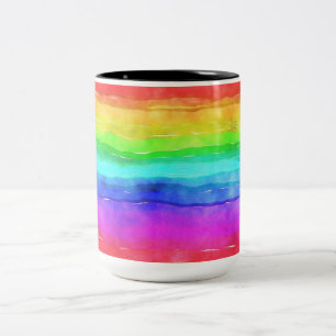Caneca De Café Em Dois Tons Arco-Íris Pintado