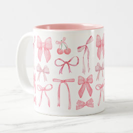 Caneca De Café Em Dois Tons Arco rosa feminino bonitinho e estético coqueta