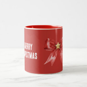 Caneca De Café Em Dois Tons Arco Vermelho Estrela Dourada