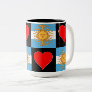 Caneca De Café Em Dois Tons Argentina Flag Heart Pattern Patriotic Argentino