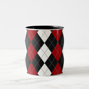 Caneca De Café Em Dois Tons Argyle: Dos "contraste carmesins"