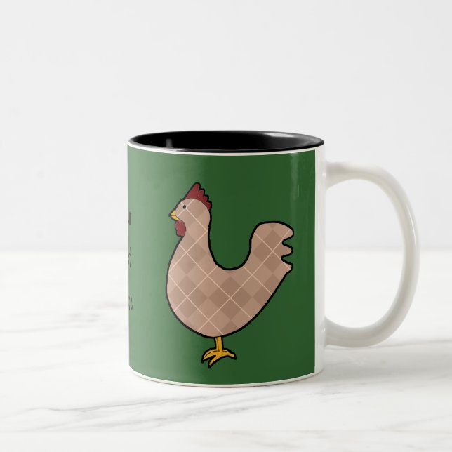 Caneca De Café Em Dois Tons Argyle Folk Art Rooster Mug (Direita)