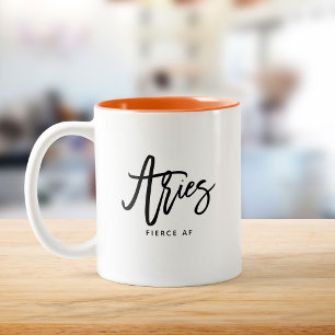 Caneca De Café Em Dois Tons Aries Horoscope Script Moderno Sinal Zodiac