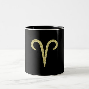 Caneca De Café Em Dois Tons ÁRIES O Carneiro Dourado Crinkle Signo Astrologia 