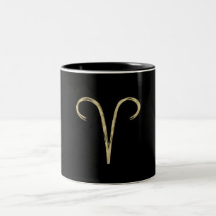 Caneca De Café Em Dois Tons ARIES O Ram Dourado Sinal de Fogo do Pincel Sinal