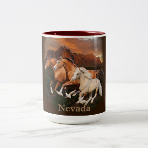 Caneca De Café Em Dois Tons Arizona Cavalos selvagens
