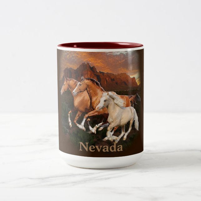 Caneca De Café Em Dois Tons Arizona Cavalos selvagens (Centro)