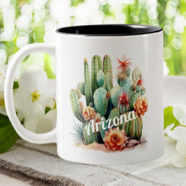 Caneca De Café Em Dois Tons Arizona de Cactus Watercolor