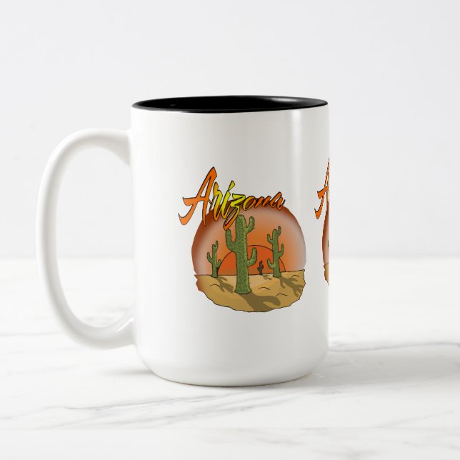 Caneca De Café Em Dois Tons Arizona Sunset Cactus (Esquerda)