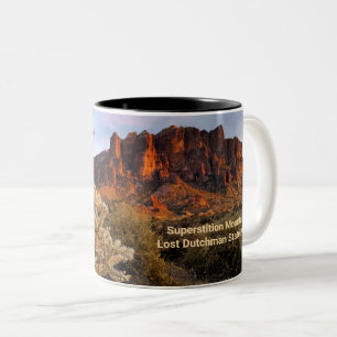 Caneca De Café Em Dois Tons Arizona Superstição Mountain Cholla Cactus