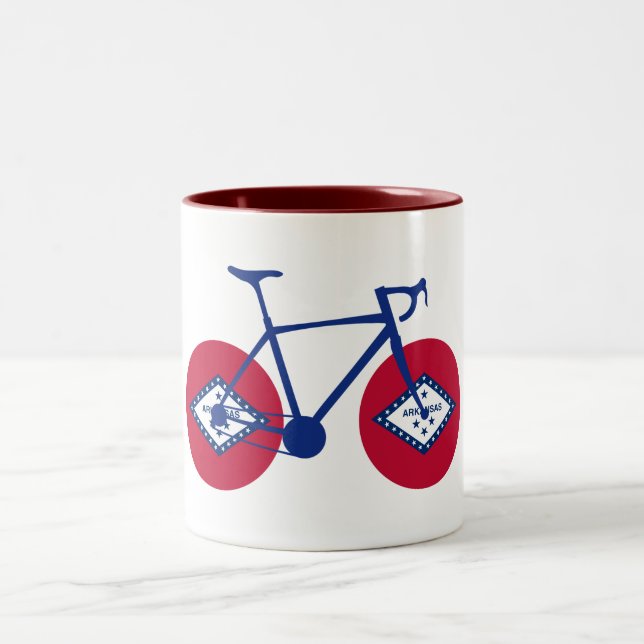 Caneca De Café Em Dois Tons Arkansas Flag Cycling (Centro)