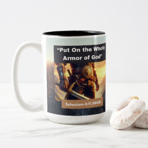 Caneca De Café Em Dois Tons Armadura completa de Deus - Dois Tons Mug