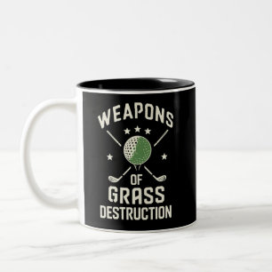 Caneca De Café Em Dois Tons Armas de Destruição de Grama Tacos de Golfe Sarcás