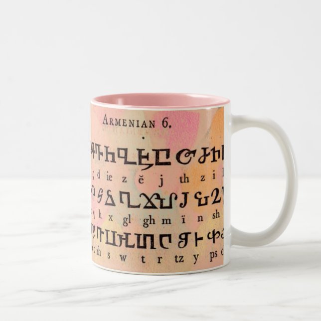 Caneca De Café Em Dois Tons Armênio Alphabet Mug (Direita)