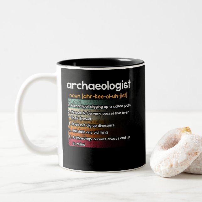 Caneca De Café Em Dois Tons Arqueologia Arqueologista Definição (Com Donut)