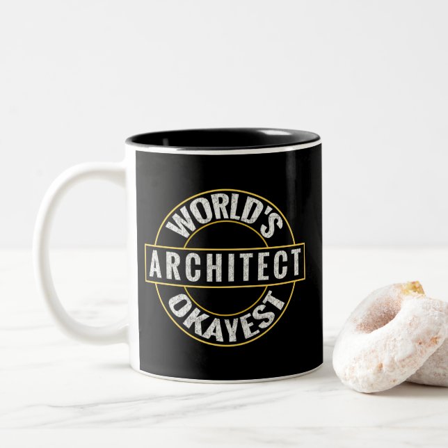 Caneca De Café Em Dois Tons Arquiteto Okayest do Mundo (Com Donut)