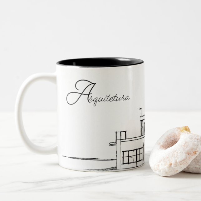 Caneca De Café Em Dois Tons Arquitetura (Com Donut)