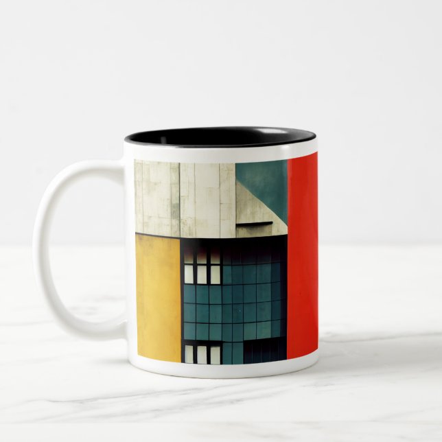 Caneca De Café Em Dois Tons Arquitetura Bauhaus ilustrada (Esquerda)