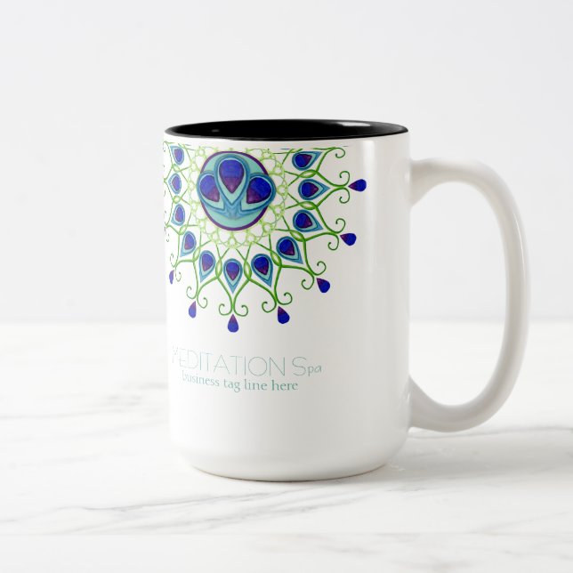 Caneca De Café Em Dois Tons Art Deco Nouveau Peacock Feather Modern Business (Direita)