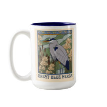 Art Nouveau Excelente Blue Heron Mug