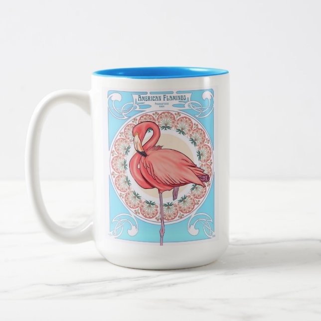Caneca De Café Em Dois Tons Art Nouveau Flamingo Mug (Esquerda)
