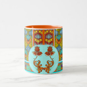 Caneca De Café Em Dois Tons Art nouveau floral