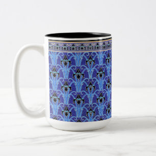 Caneca De Café Em Dois Tons Art nouveau iris elegante vintage floral Verneuil
