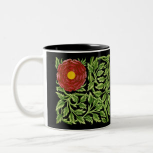 Caneca De Café Em Dois Tons Art Nouveau Rosa vermelha De Morgan