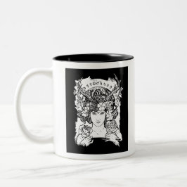Caneca De Café Em Dois Tons Art Nouveau Style Witch