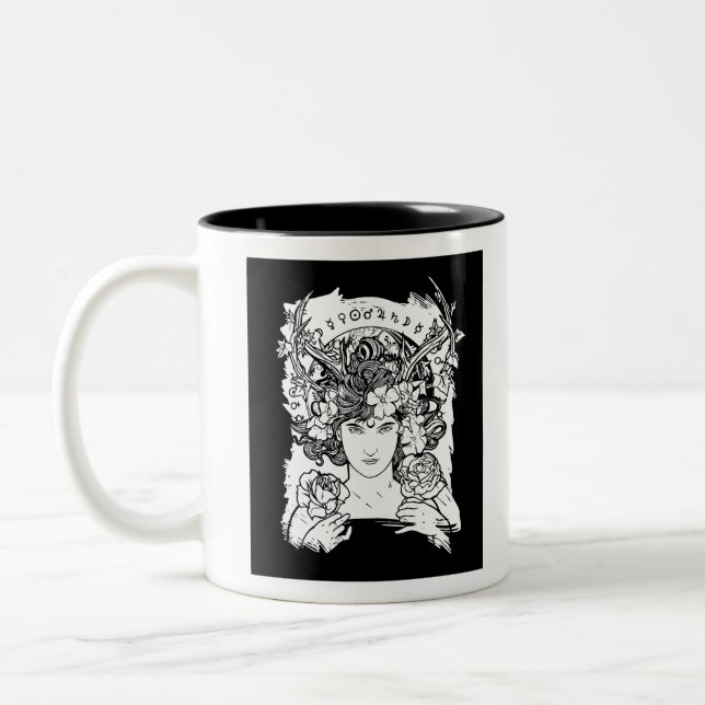 Caneca De Café Em Dois Tons Art Nouveau Style Witch (Esquerda)