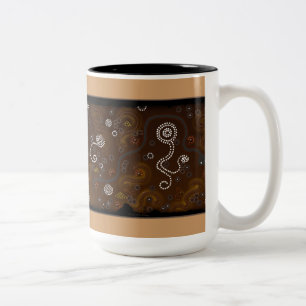 Caneca De Café Em Dois Tons Arte Aboriginal de Estilo Australiano