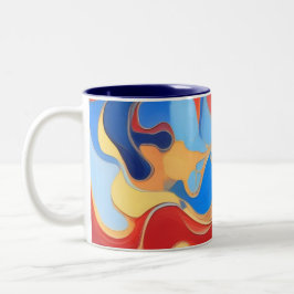 Caneca De Café Em Dois Tons Arte abstrata de redemoinho moderno