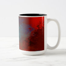 Arte abstrata digital Grunge Vermelho, Aqua & Dour