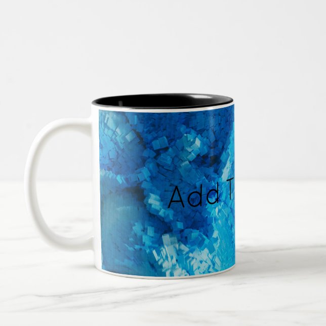 Caneca De Café Em Dois Tons Arte Abstrato de Mistura Azul e Branca (Esquerda)