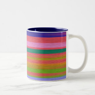 Caneca De Café Em Dois Tons Arte abstrato do arco-íris strips moderna