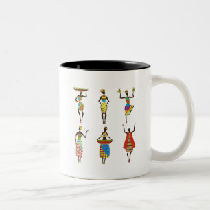 Caneca De Café Em Dois Tons Arte africana Tribal senhoras coloridas da moda ét