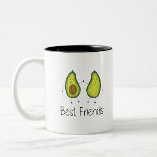 Caneca De Café Em Dois Tons Arte Amiga da Imagem de Cartoon Verde Avocado