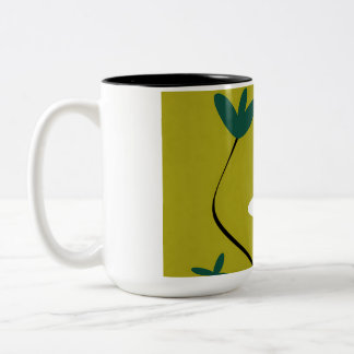 Caneca De Café Em Dois Tons Arte Botânica Abstrata Flor de Margarida Minimalis