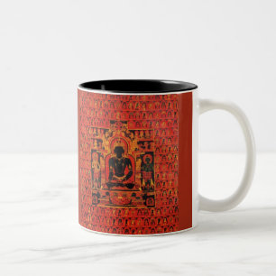Caneca De Café Em Dois Tons Arte budista tibetana Thangka do Buda Akshobhya