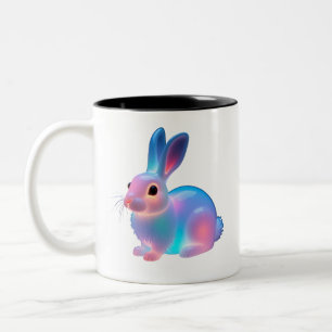 Caneca De Café Em Dois Tons Arte Colorida do Coelho