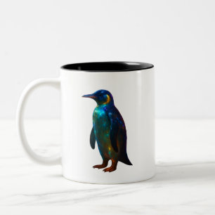 Caneca De Café Em Dois Tons Arte Colorida Pinguim