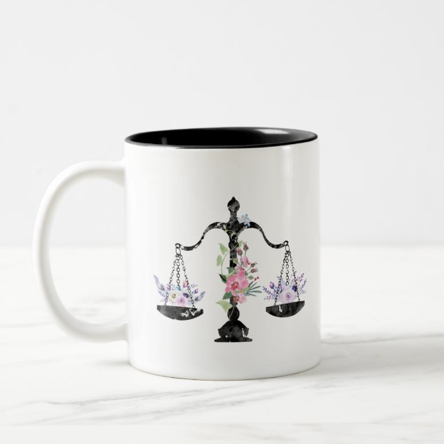 Caneca De Café Em Dois Tons Arte da Balança da Justiça (Esquerda)