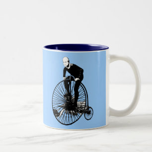 Caneca De Café Em Dois Tons Arte da bicicleta do vintage do Farthing da moeda
