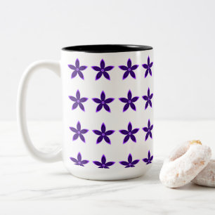 Caneca De Café Em Dois Tons Arte da Flor com Gradiente Roxo abstrato