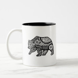 Caneca De Café Em Dois Tons Arte da mandala do urso
