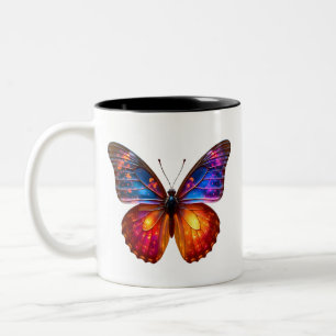 Caneca De Café Em Dois Tons Arte de Borboleta Bonita