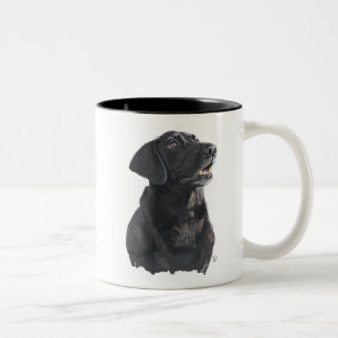 Caneca De Café Em Dois Tons Arte de Cão Preto