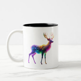 Caneca De Café Em Dois Tons Arte de Cervo Neon Vibrante e Fofo
