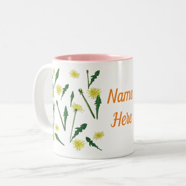 Caneca De Café Em Dois Tons Arte de Dandelions Spring (Frente Esquerda)