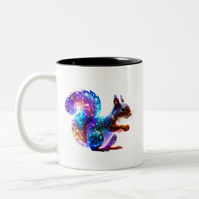 Caneca De Café Em Dois Tons Arte de Esquilo Brilhante Misturada (Esquerda)